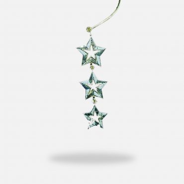 Trio Stars Micro Mosaic Necklace, silver gold plated