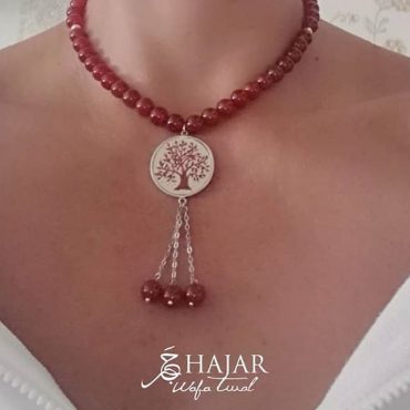 Words Ruby Micro Mosaic Necklace, silver gold plated and Ruby stones