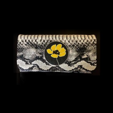 Snake leather clutch, Micro mosaic, silver gold plated