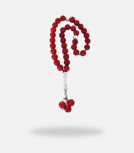 Red jade Rosary, silver gold plated